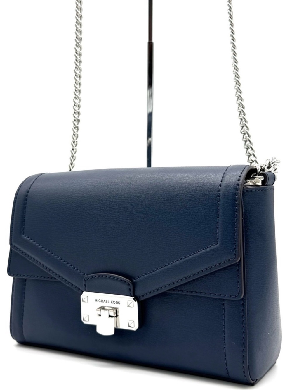 Michael Kors Kinsley Medium Shoulder Flap Crossbody Bag Navy Blue